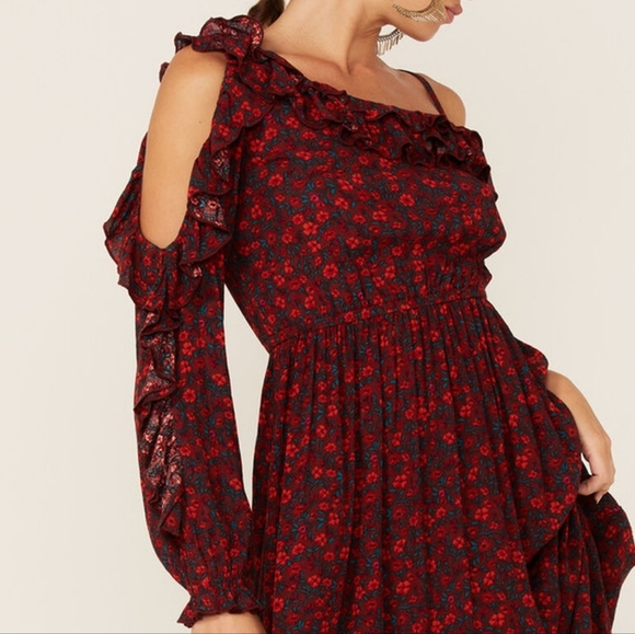 Shyanne Floral Single Shoulder Midi Dress Women's XS - Picture 2 of 8